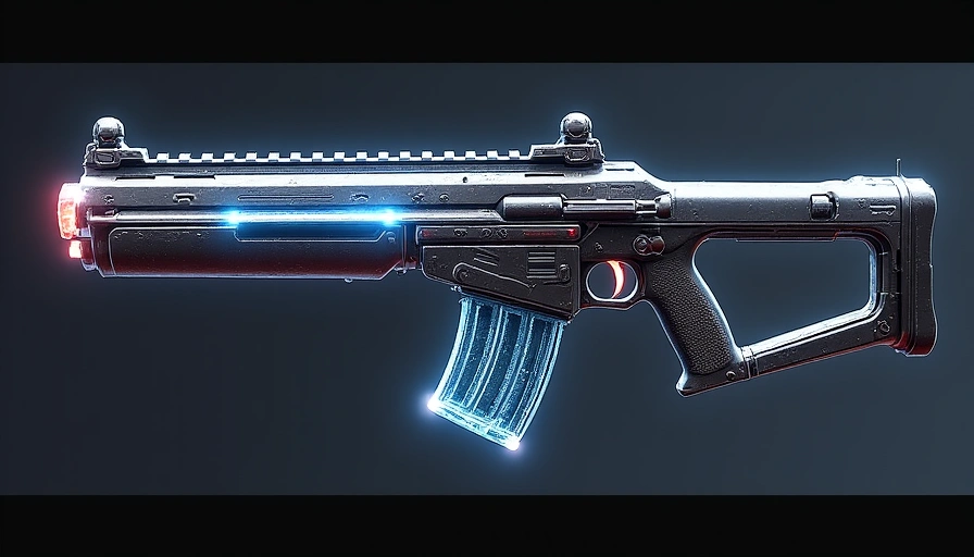 A dynamic weapon skin in a game, showing subtle glowing effects that change based on in-game actions.